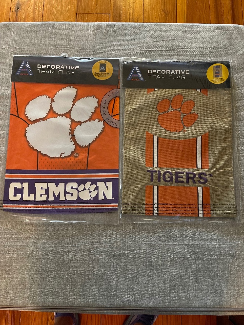 Set of 2 NEW Clemson Tigers Double Sided Garden Flags